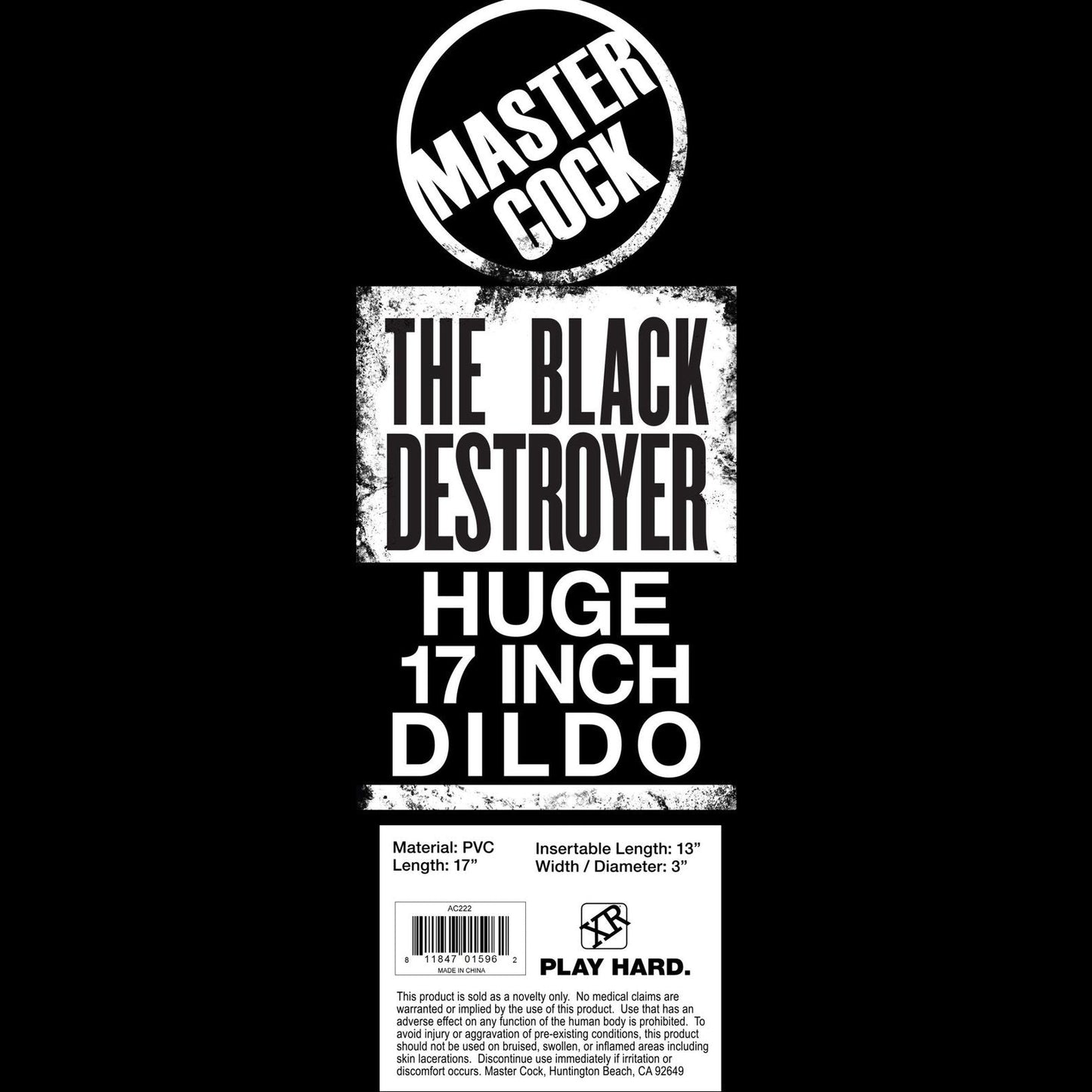 The Black Destroyer Huge 17 Inch Dildo
