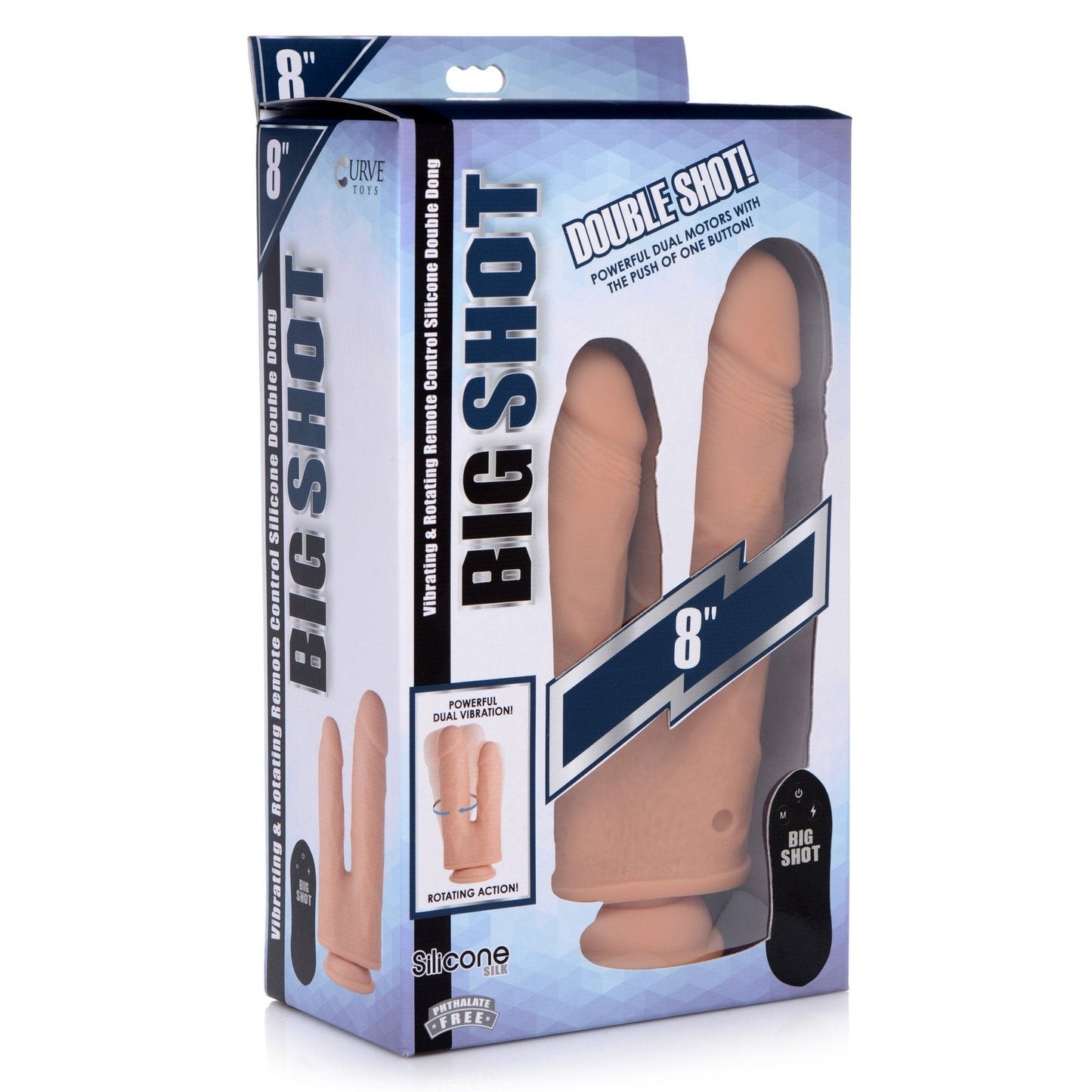 Vibrating And Rotating Remote Control Silicone Double Dildo