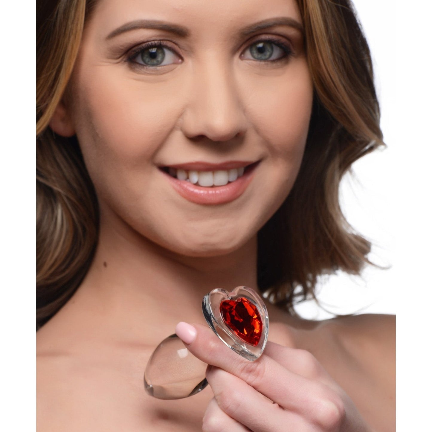 Red Heart Gem Glass Anal Plug