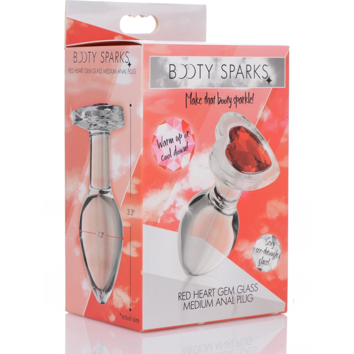 Red Heart Gem Glass Anal Plug