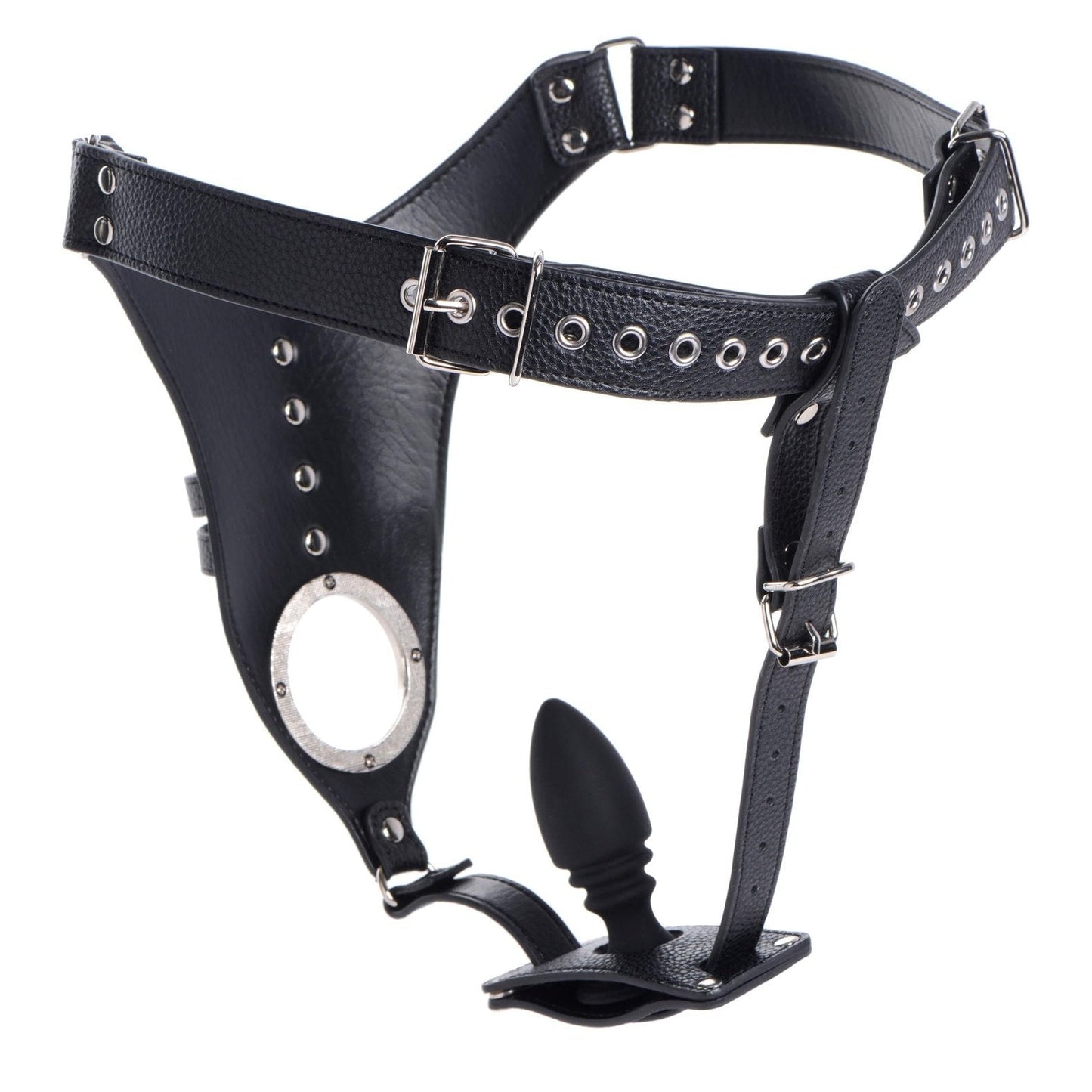 Male Chastity Harness With Silicone Anal Plug