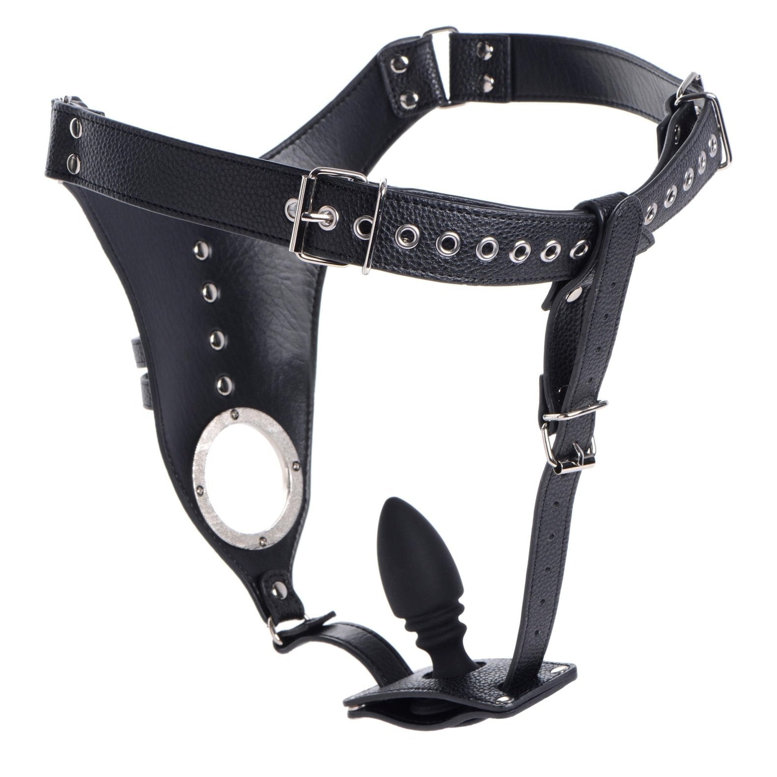 Male Chastity Harness With Silicone Anal Plug